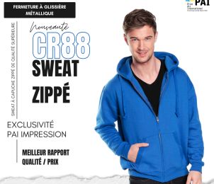 Sweat étudiant zippé à capuche unisexe CR088 • 310 g/m²