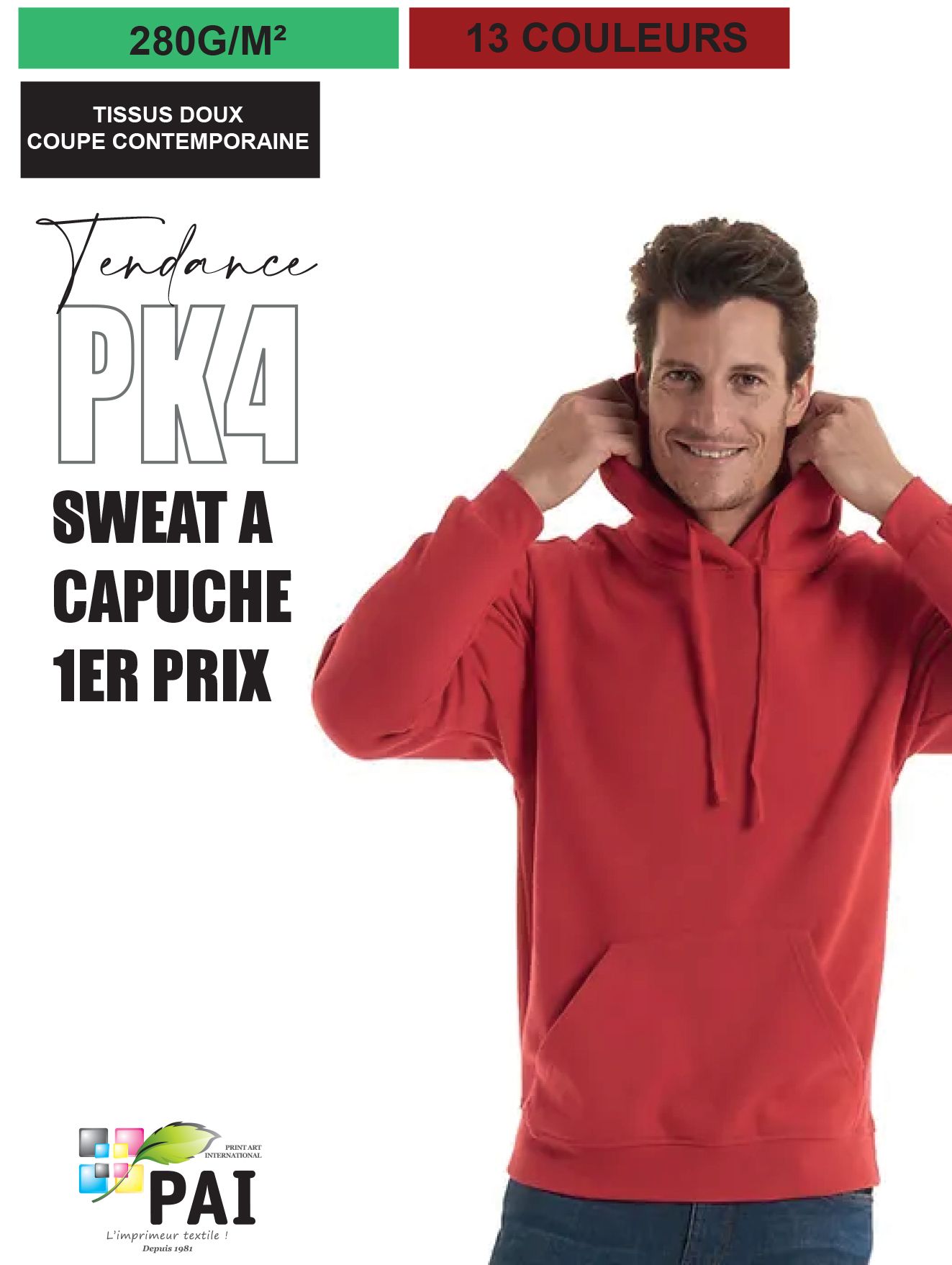 Arte Imprimer Sweat Capuche PK4 • Sweat à Capuche • Premier Prix