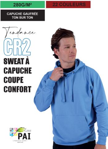 CR2 - Sweat à capuche top qualité/prix - 280g - 22 couleurs