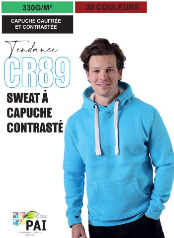 CR89 - Sweat à capuche contrasté ultra premium - 330g