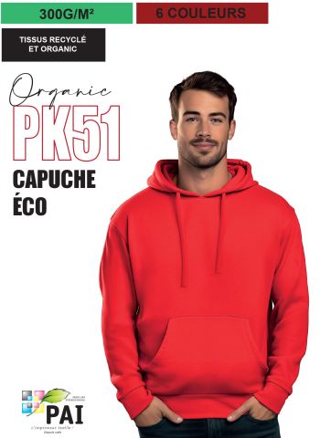 PK51 - sweat à capuche - éco - 300 g - 6 couleurs