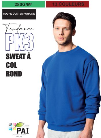 PK3 - sweat col rond - 280 g - 13 couleurs