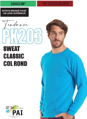 PK203 - Sweat classic col rond - 300 g - 15 couleurs