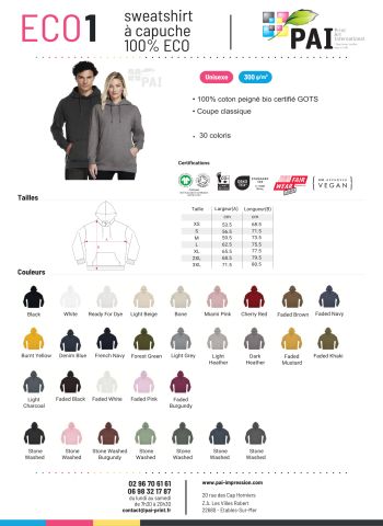 ECO1 - Sweat à Capuche BIO